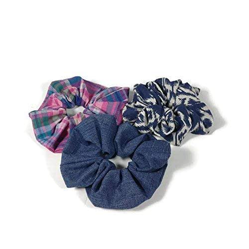 Amazon Com Blue Hair Scrunchies Denim Sccrunchies Pink And Blue