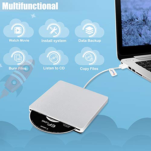 VersionTECH. USB Ultra Slim External DVD Drive Burner Optical Drive CD+/-RW DVD +/-RW Superdrive Disc Duplicator Compatible with Mac Macbook Pro Air iMac and laptop - Thumbnail 3