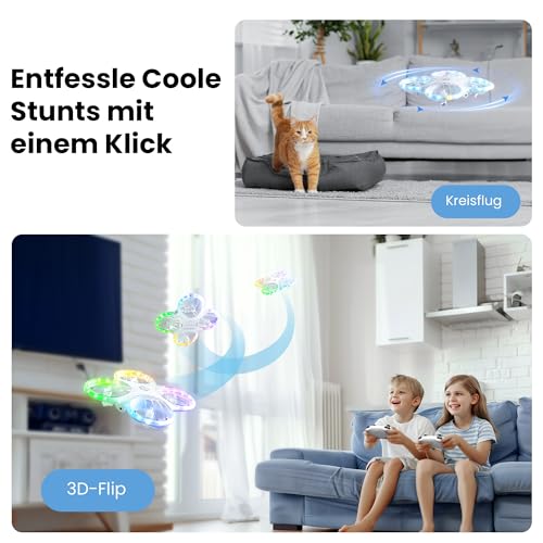 Ameta Morpho Drone with Camera for Children, 1080P HD FPV Drone for Beginners, RC Quadcopter with 32 RGB Light/18 Minutes Flight Time/STEM Modules/Lost Buzzer, Toy Gifts for Boys Girls