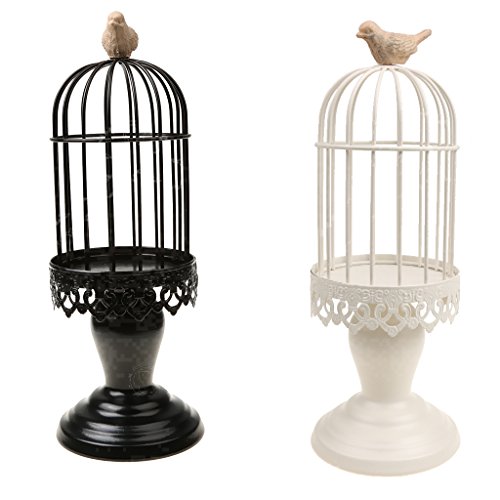 Sharplace 2pcs Chandelier Sur Pied En Fer Forgé Cage D