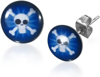 Cartoon Style Skull and Crossbone Stainless Steel Stud Earrings