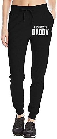 TeeStars - Promoted To Daddy Fathers Day Women's Athletic Training Sweat Track Active Yoga Lounge Workout Fleece Warm Sweatpants With Pockets Black M