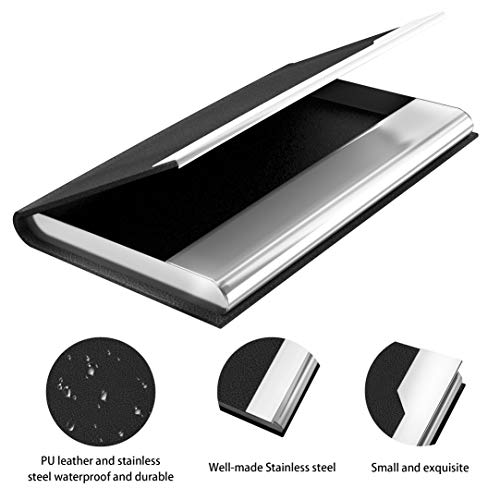 3 Pack Business Name Card Holder Professional Business Card Case, Leather Pocket Card Holder Wallet, Slim Metal Name Card Case for Men, Women