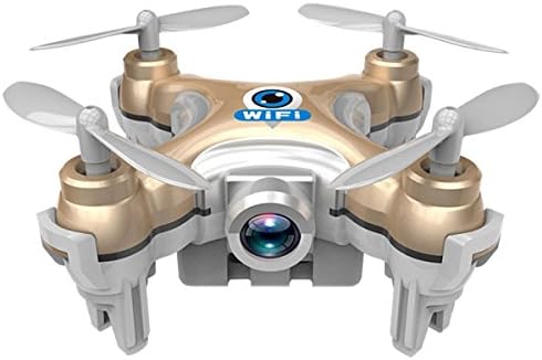 Mini Quadcopter Drone, CEStore Smallest 6 Axis Gyroscope Aerial Vehicle Omni-Directional Movement Indoor Outdoor Flight Helicopter with Colorful LED/ 0.3MP HD Camera/ WIFI Remote Control-Golden
