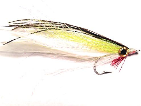 Merrimack River Flies Fish-Skull Lefty's Deceiver Style Fly Size 2/0 Chartreuse and White