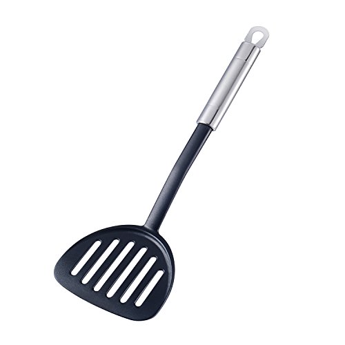 KSENDALO Wide Thin Slotted Nylon Spatula With Stainless Steel Handle, Lightweight But Sturdy Turner(option 2)