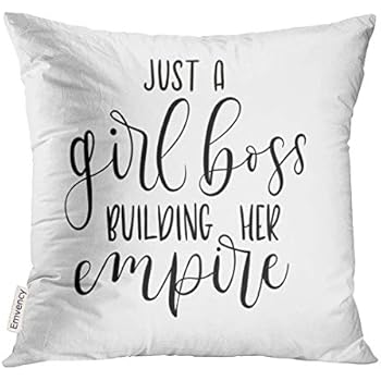 Golee Throw Pillow Cover Just Girl Boss Building Her Empire Inspirational Phrase Modern Feminism Quote White Lettering Decorative Pillow Case Home Decor Square 16x16 Inches Pillowcase
