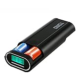 Premium Portable Tomo M2 External Power Bank Battery Charger Box and 2-USB Port DIY Charger Plastic Shell Box with LCD Display (Black-M2)