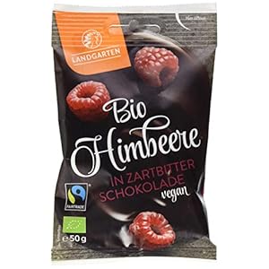 Landgarten | Vegane Bio Himbeere in Zartbitter-Schokolade | 1er Pack (50 g)
