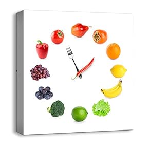 Canvas Wall Art Abstract Cute Clock Painting Artwork for Home Prints Framed - 12x12 inches