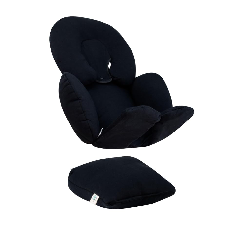 JYOKO KIDS Universal Baby Seat Reducer for Car Seat, Carrycot and Pushchair | Soft Cushion Made of Breathable Organic Cotton | Compatible with Group 0 | Made in Barcelona (Black Series, 3 pieces)