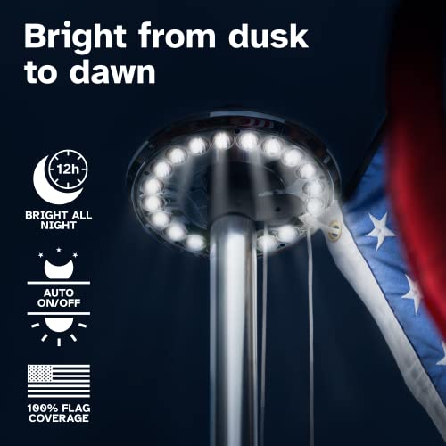 Deneve Silver Solar Flag Pole Light with 20 LEDs for 1525 Feet In