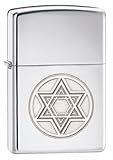 Zippo HP Chrome Star of David Lighter (Silver, 5 1/2x3 1/2-Cm)