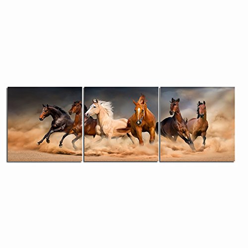 Sunding Art Oil Paintings On Canvas 3 Pieces Giclee Horse With Modern Wooden Framed Artwork Pictures Wall Decor For Living Room and Bedroom Ready to Hang (7080cm3pics(27.531.5inch3pics))