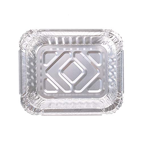 XIAFEI Disposable Durable Aluminum Oblong Foil Pans - 50 With Board Lids, Deep Disposable Steam Table Pans for Baking, Roasting, Broiling, Cooking