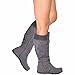 Generation Y Women's Knee High Mid Calf Flats Boots Sweater Knitted Cuff Buckles Wedge Rubber Sole