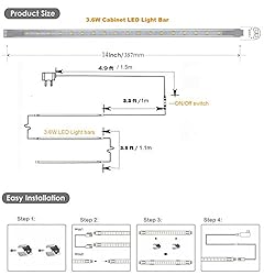Cefrank Under Cabinet Lighting, 3pcs Linkable LED