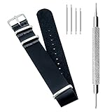 CIVO PU Leather NATO Zulu Military Swiss G10 Watch Band Strap 18mm 20mm 22mm with Stainless Steel Buckle (Black, 22mm)