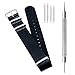 CIVO PU Leather NATO Zulu Military Swiss G10 Watch Band Strap 18mm 20mm 22mm with Stainless Steel Buckle (Black, 22mm)