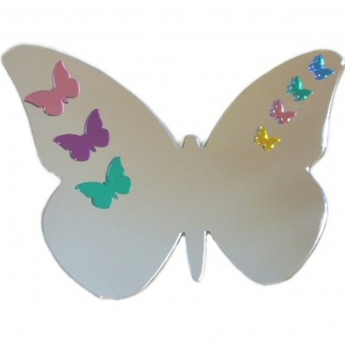 Sendmeamirror Butterfly Mirror 50cm x 42cm with 7 Mixed Colour Mirrored Butterflies