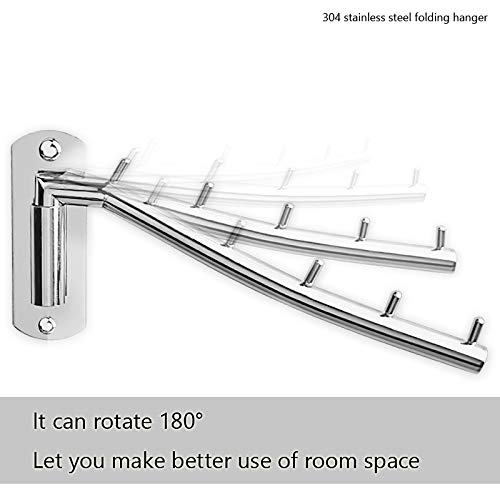 MulYeeh Folding Wall Mounted Clothes Rack, Coat Hanger Stainless Steel Clothes Hook with Swing Arm, Clothing Hanging System Closet Storage Organizer