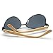 VeBrellen Men's Sunglasses Bamboo Wood Arms Classic Mirrored Sunglasses For Men & Women (Black Frame With Gray Lens, 60)