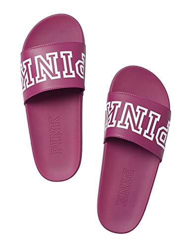 Victoria's Secret PINK Crossover Comfort Slide Sandals Rosewood White Logo M