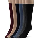 Silky Toes Men's Cotton Dress Crew Rib Socks - 6 Pk (13-15, Black/Dusk Blue/Beige/Burgundy/Navy/Grey- Rib (6 Pairs))