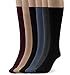 Silky Toes Men's Cotton Dress Crew Socks - Multi Pack (13-15, Black/ Dusk Blue/ Beige/ Burgundy/Navy/ Grey- Rib (6 Pairs))