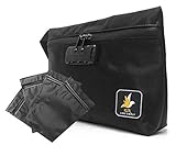 KUR Smell Proof Bag with 4 Mylar bags - Waterproof Case for Herb, Cigarette, Pipe, Vape and Smelly Accessories - Odorless Storage Container with Activated Carbon, Lock and Zipper - (Black 11X7.5X2.5)