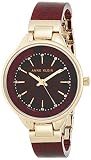 Anne Klein Women's AK/1408BYBY Swarovski Crystal Accented Gold-Tone and Burgundy Shimmer Resin Bangle Watch