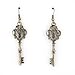 Vintage Feel Gold Tone Double Sides Crown Key Drop Earrings