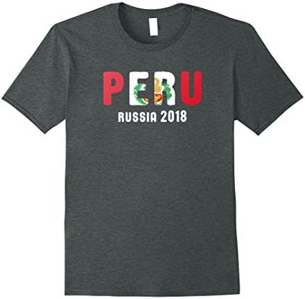Mens Peru Soccer Jersey T-shirt Peruvian Futbol Russia 2018 Large Dark Heather