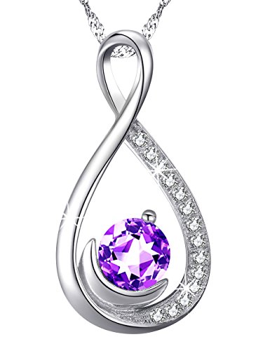 Dorella Mothers Day Jewelry Birthday Gifts for Women Forever Love Infinity Necklace Mom Wife May June Birthstones Emerald Ruby and More Stones Jewelry 925 Sterling Silver