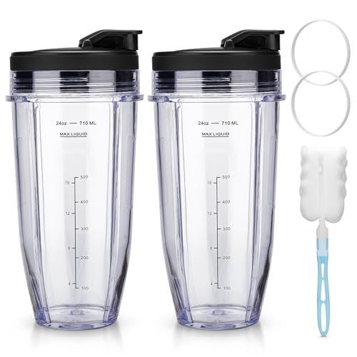 Ninja Blender Cups Replacement 24 Oz Cups Kit With Sip & Seal Lids