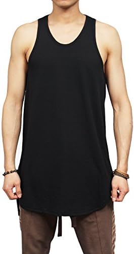 Over Long Unbalanced Side Vented Split Hem Sleeveless Tank Top