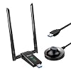 USB WiFi Adapter for PC, Techkey 1750Mbps Dual Band 2.42GHz/450Mbps 5.8GHz/1300Mbps High Gain 5dBi Antennas USB 3.0…