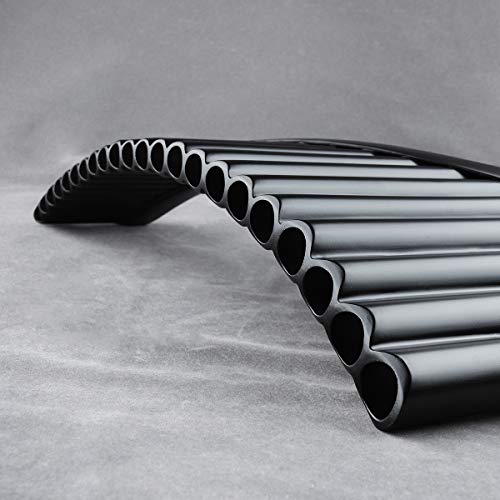 22 Pipes C Key Professional Black Pan Flute Chinese Traditional Musical Instrument Pan Pipes Easy to Learn with Exquisite Brown Pan Pipes Flute and Black Leather Bag (Right-Hand Pan Flute with Box) - Thumbnail 5