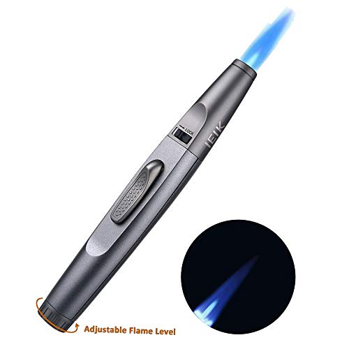 Jet Flame Portable Refillable Lighter, IEIK Adjustable Torch Lighter for Camping Cooking BBQs Kitchen Stove, Gift Box(Gas not Included)