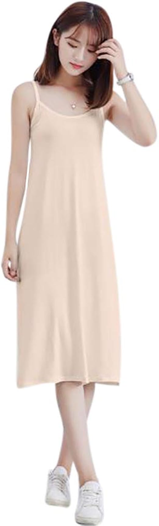 Amazon Co Jp Maraeliza レディース ペチコート ロング ルームウェア スリップ キャミソール インナー 透け防止 インナー ワンピース 膝丈 柔らかい シンプル 服 ファッション小物