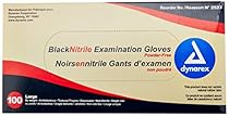Dynarex 2523 Nitrile Exam Gloves, Large, Black  (Pack of 100)