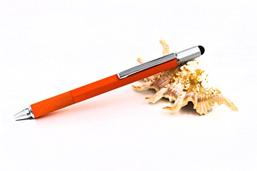 6 in 1 Multitool Pen with Gift Box - Includes 1 Ballpoint Pen, Universal Stylus Pen, Ruler,Flat and Phillips Screwdriver Bit, Level Gauge - The Perfect Multi-Function Gadget (Model A, 1PCS ORANGE) - Thumbnail 2