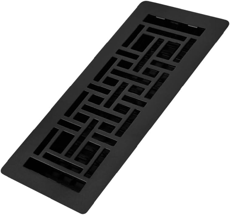 Registers, Grilles & Vents - Decor Grates LAJH412-BLK Grates, 4x12, Oriental Collection, Textured Black