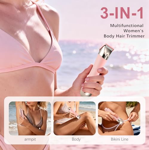 Dermave Bikini Shaver & Trimmer for Women, 2-in-1 Electric Razors & Shaver-Pink