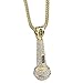 Bling Cartel Microphone Pendant Iced Gold Finish Music Mic Charm with 36 Inch Franco Necklace Hip Hop Chain