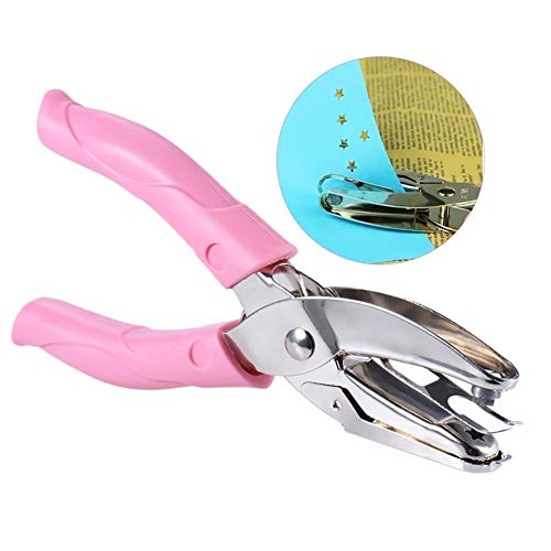 Durable Metal Hole Puncher Single Star Shaped Hole Punch Portable Paper Puncher Pink 1pc - Thumbnail 2