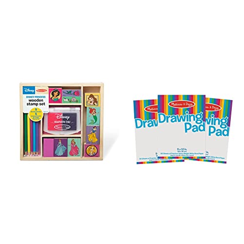 Melissa & Doug Disney Princess Wooden Stamp Set & Drawing Paper Pad (9