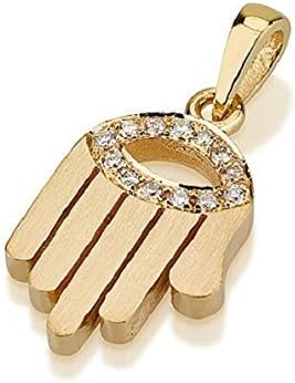 18k Gold Hamsa and Evil Eye Pendant with Diamonds