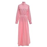 GRACEART Edwardian Pioneer Old West Settler Governess Costume Striped Cotton Dress