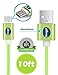 Android charger cable 10 ft, Extra long Nylon usb 2.0 charging cable cord, portable micro usb fast charge cable for samsung galaxy S7/S6/S5 Edge,HTC M8 M9,Nexus and more-Green